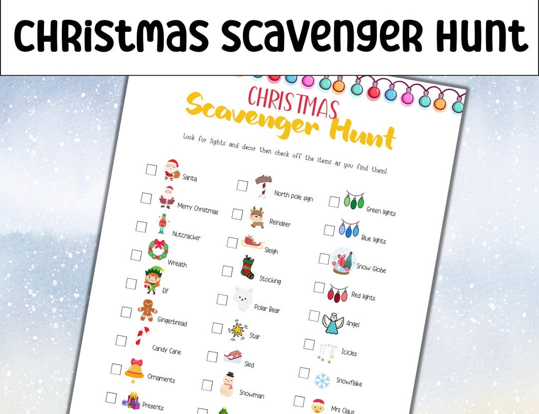 Christmas Scavenger Hunt | Printable Christmas Scavenger Hunt - Etsy
