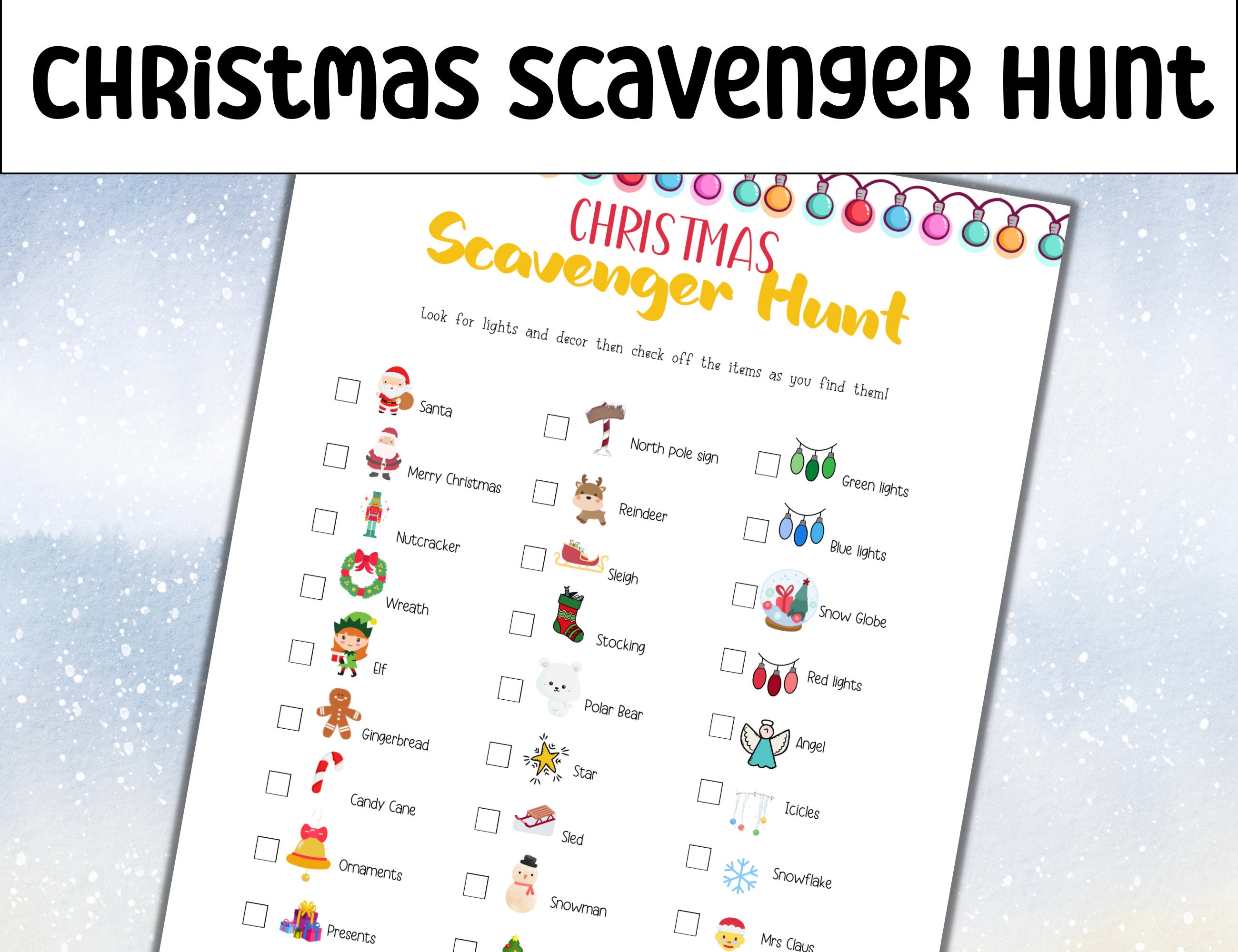 Christmas Scavenger Hunt | Printable Christmas Scavenger Hunt - Etsy