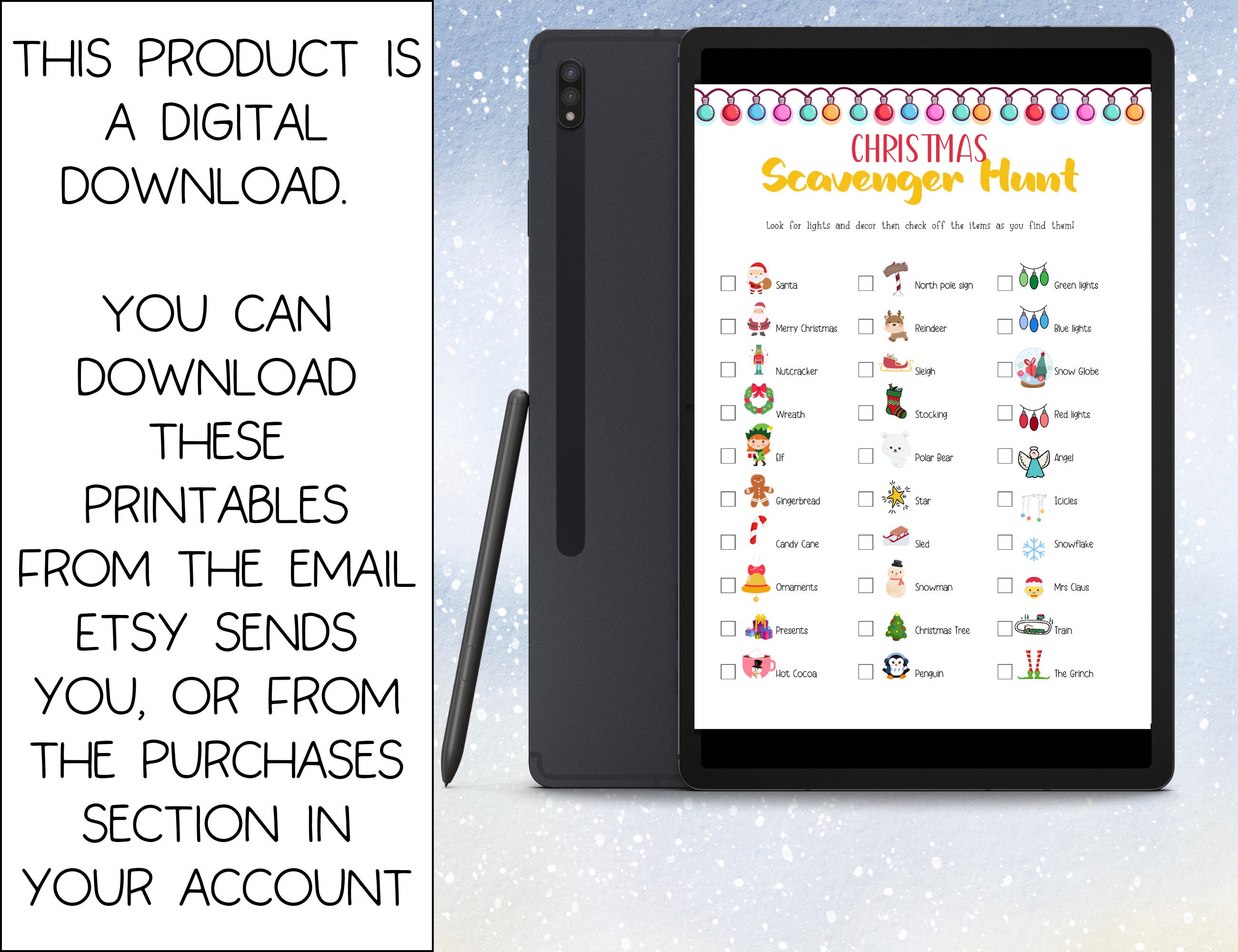 Christmas Scavenger Hunt | Printable Christmas Scavenger Hunt - Etsy