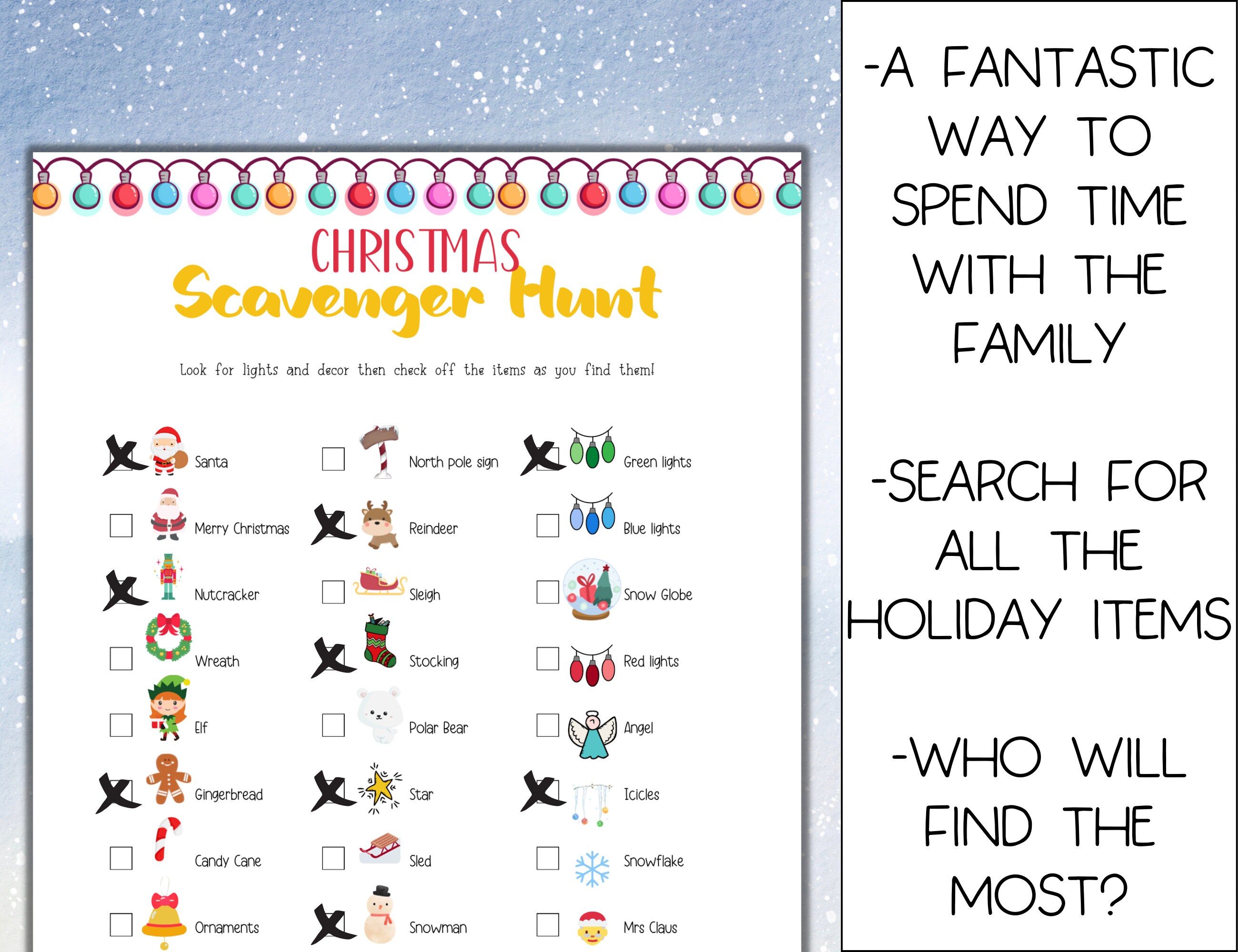 Christmas Scavenger Hunt | Printable Christmas Scavenger Hunt - Etsy