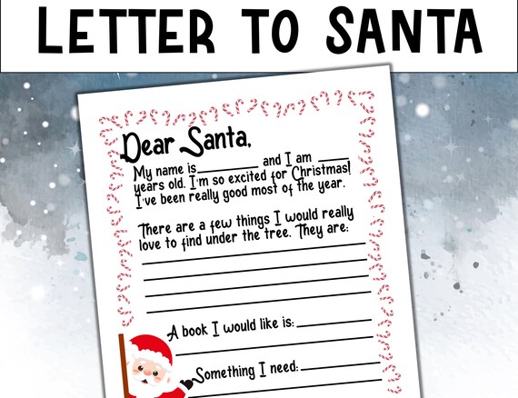 Letter to Santa | Letter to Santa Printable | Dear Santa Letter