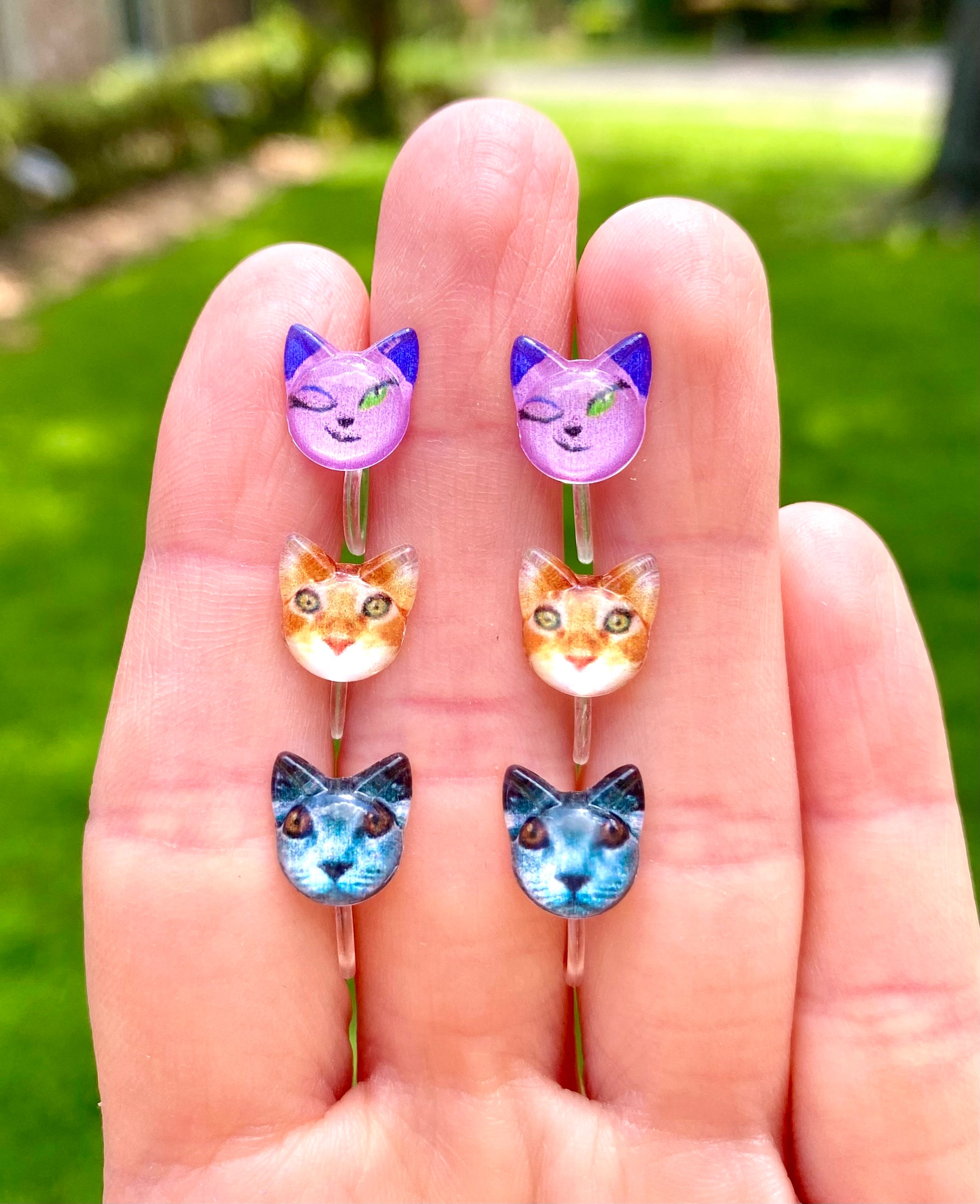Invisible CAT Clip on EARRINGS for Cat Lover, Little Girls Kids