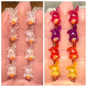 Invisible COLOR Changing BUNNY Rabbit Clip On EARRINGS for Little Girls Kids Womens, Easter Spring Cute Hypoallergenic Handmade Jewelry