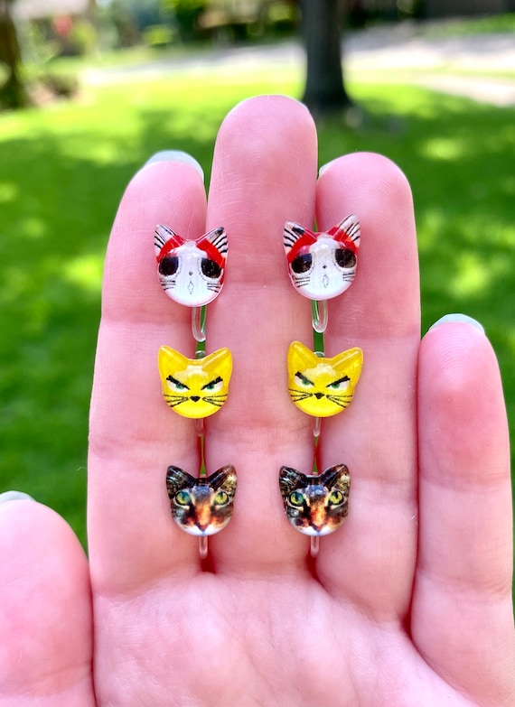 Invisible CAT Clip on EARRINGS for Cat Lover, Little Girls Kids