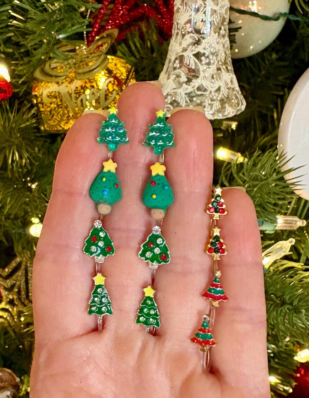 Invisible CHRISTMAS Trees Clip on EARRINGS Little Girls Kids Womens ...