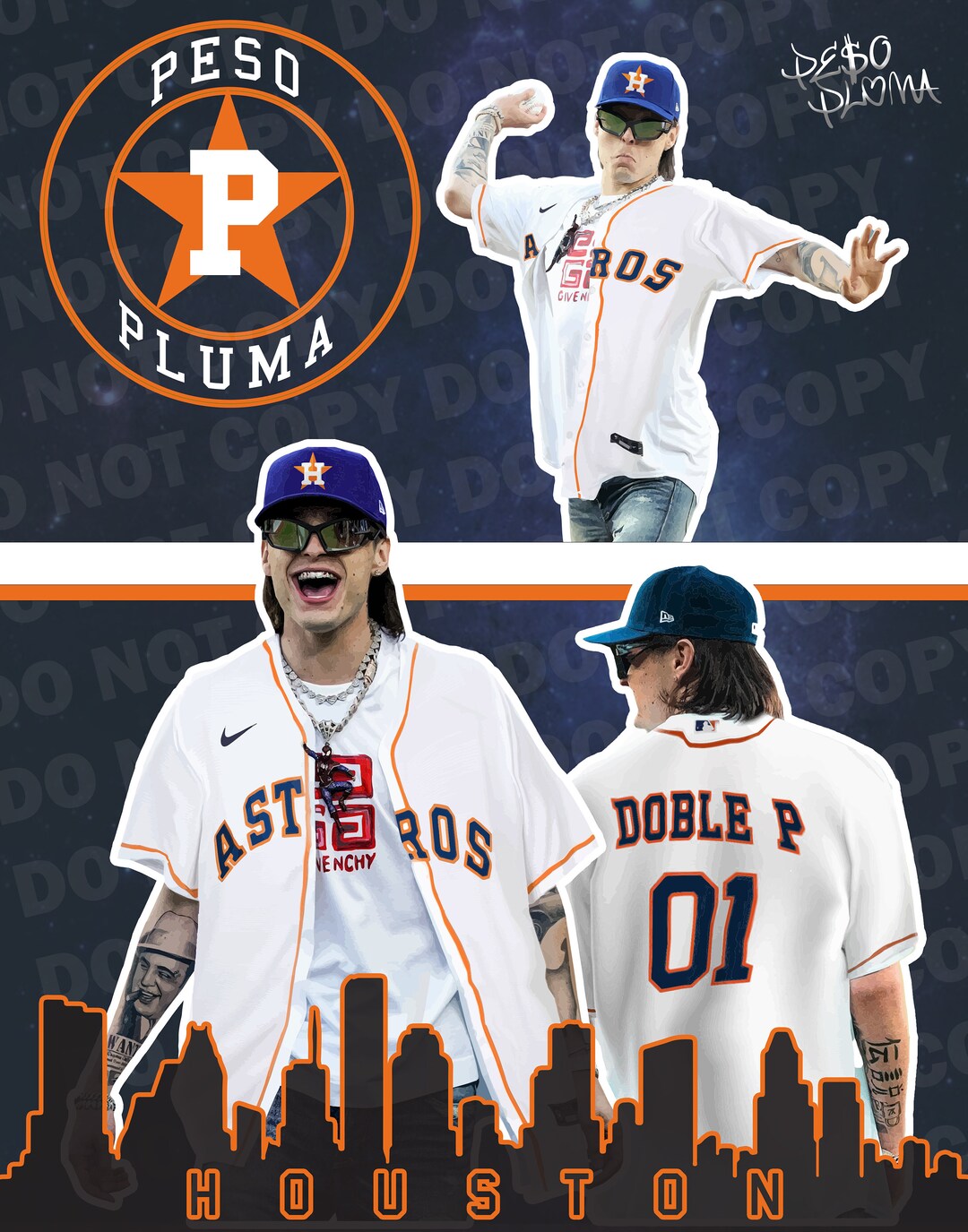 Peso Pluma Houston Houston Doble P Tour Doble P H Town Etsy