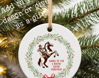 Horse Christmas Ornaments  - Horse Ornament - Double Sided Printing - Rustic and Western Decor - Customizable Back