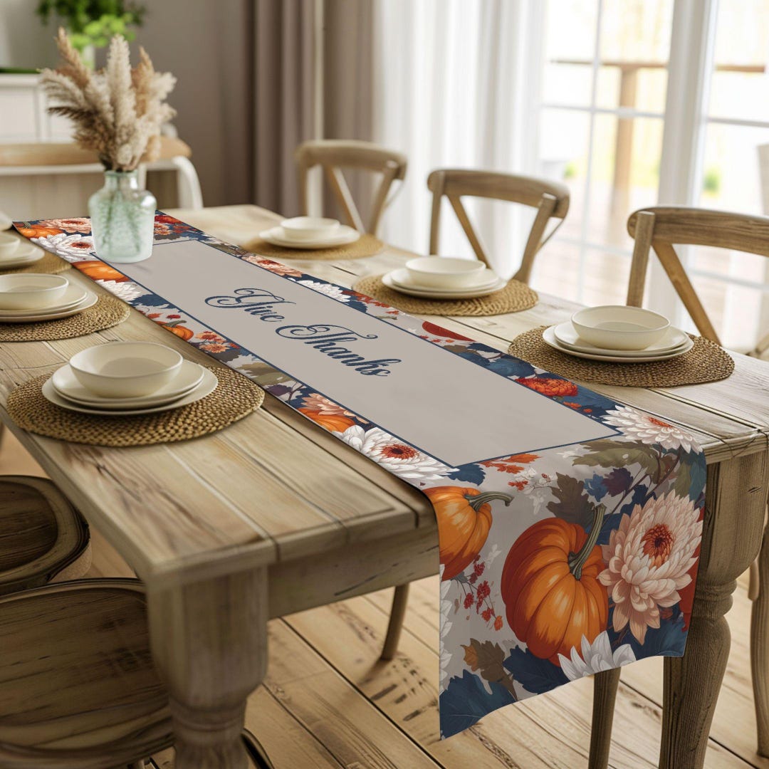 Paper Table Runner Fall Personalized Fall Table Runner Decor Harvest Accent Farmhouse Style ...
