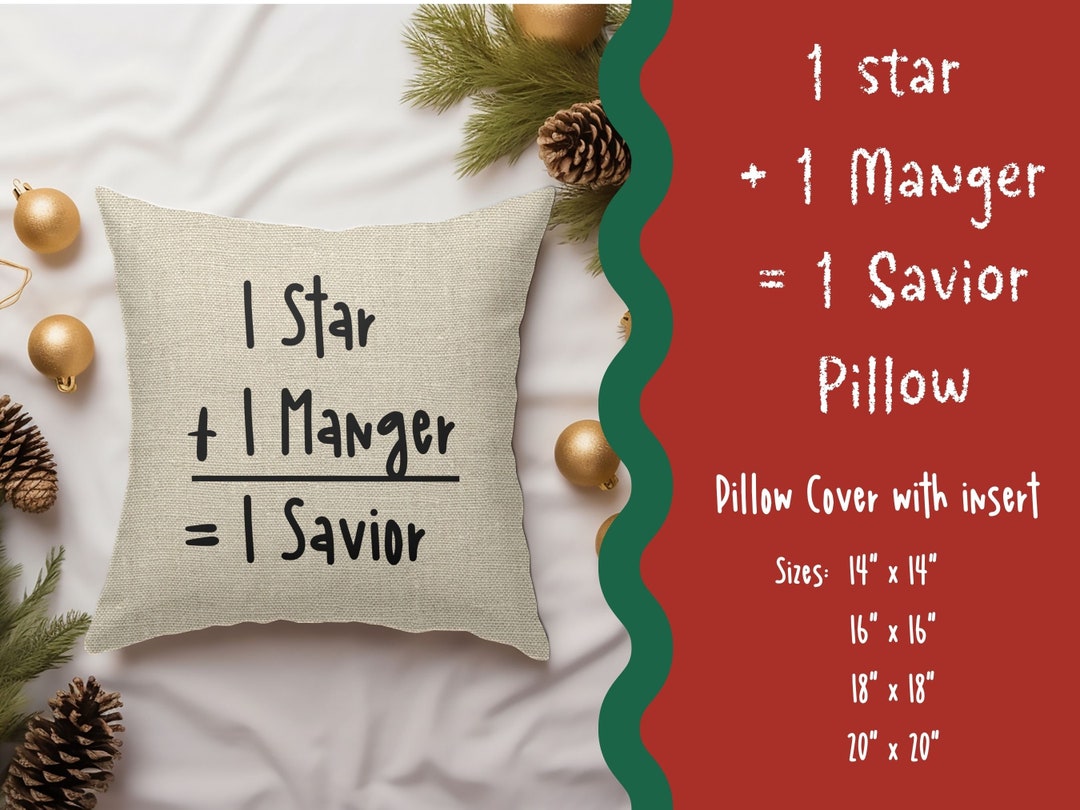 Cute Christmas Pillow One Star, One Manger, One Savior, Christmas Christmas Pillow Cover 20 X 20