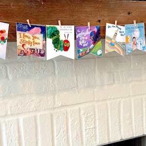 Bannière d'anniversaire du chapitre un, un anniversaire pour les livres, baby shower livre de contes, bannière de livres pour enfants
