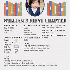 Chapter One Birthday Stat Sign, First Chapter Birthday Sign, One for the Books Sign