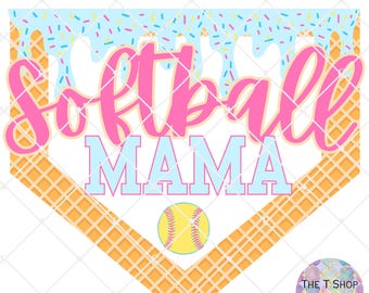 Softball Mama Drip PNG, Ice Cream Border (Limited Commercial Use)