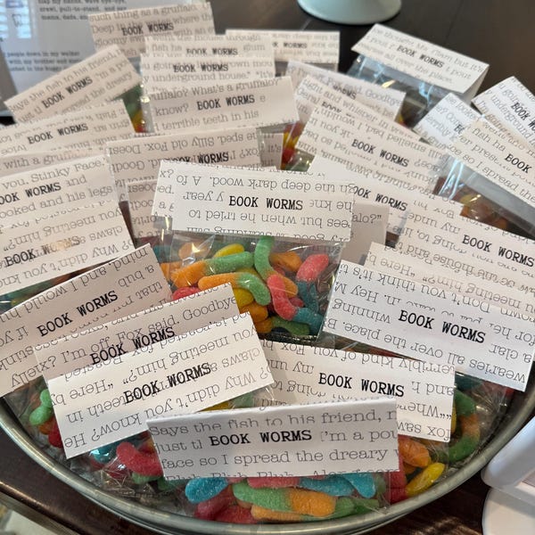 Book Worm Thank You, Chapter One Birthday Thank You, Storybook BabyShower Thank You, Gummy Worm Thank You