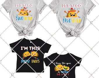 Taco Twosday Birthday PNG, Family Matching Fiesta (Digital Download)