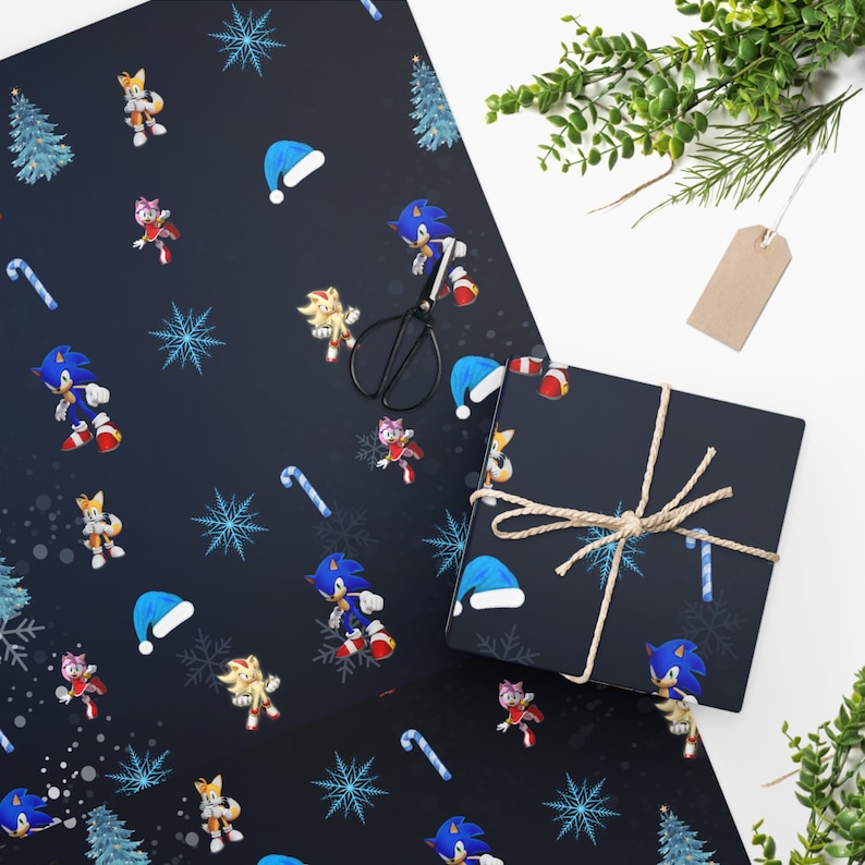 Christmas Sonic Wrapping Paper Sonic and Friends Sonic the Hedgehog
