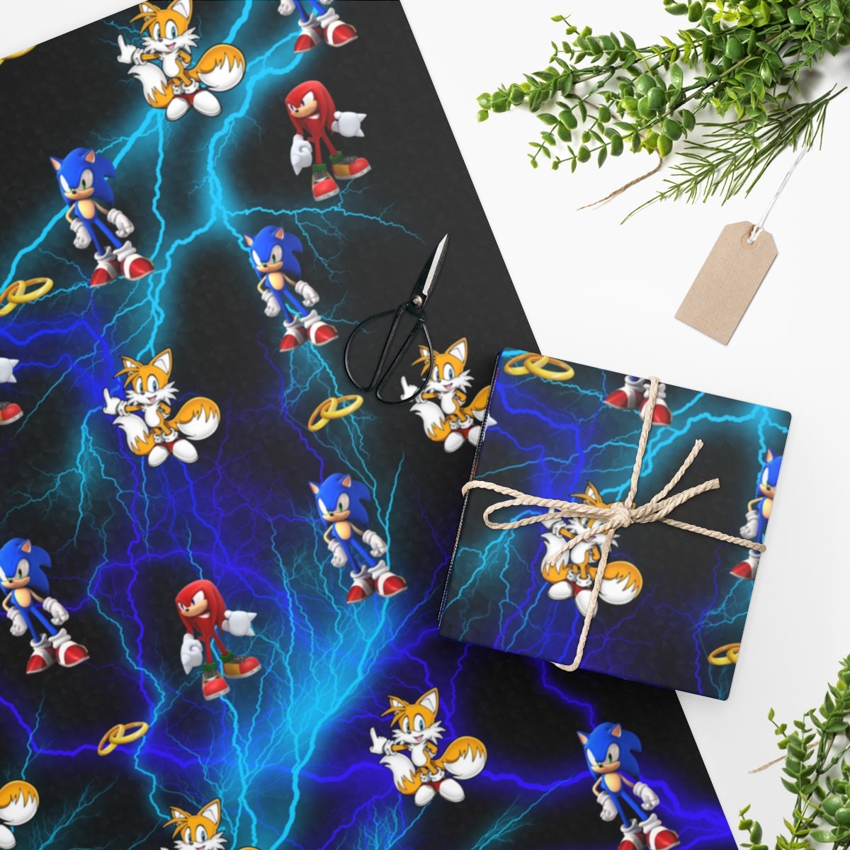 Sonic the Hedgehog Wrapping Paper Knuckles Tails Boys Wrapping Paper