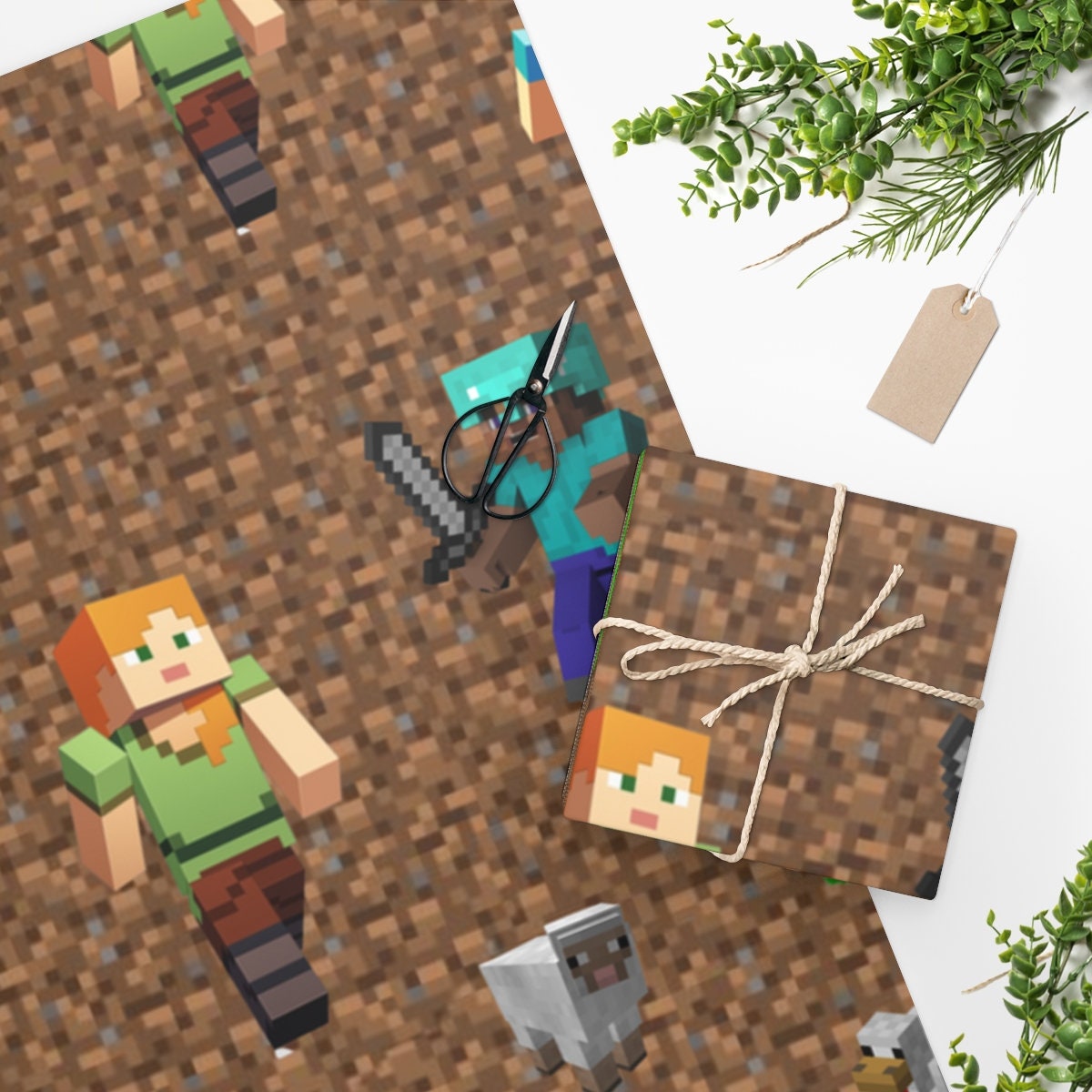 Minecraft Christmas Wrapping Paper 