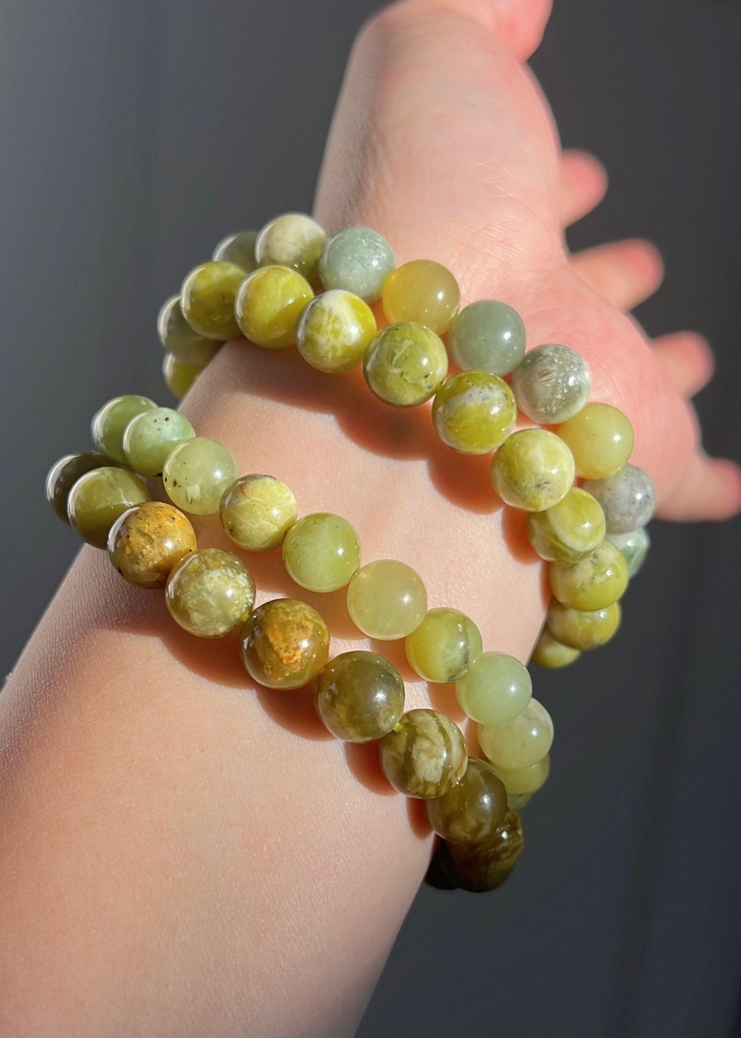 Cleanse Your Spirit Serpentine Jade Beaded Bracelet for Etsy