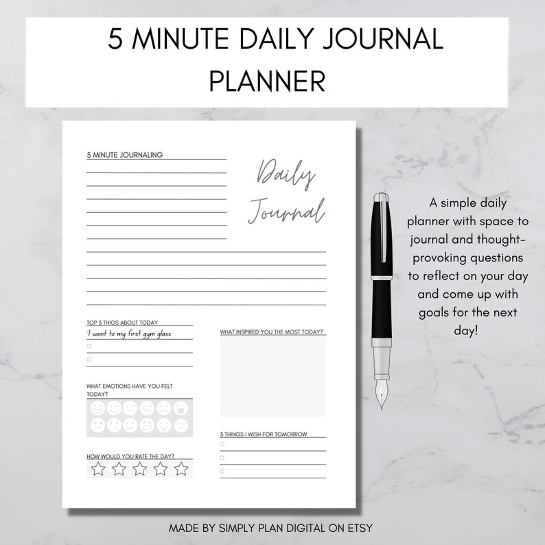 5 Minute Journal Template Etsy 5 Minute Journal Template Etsy