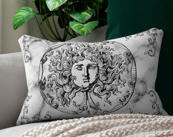 Vintage Greek/Roman Medusa Lumbar Pillow, Medusa Decor, Greek Mythology, Dark Academia Decor, Greek Mythology Decor, Light Academia Decor