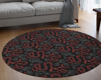 Red Two Headed Snake Area Rugs for Bedroom Aesthetic Red Flat Rugs Cool Rugs Snake Rug Occult Decor Wiccan Decor Pagan Decor Gothic Rug