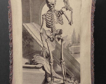 Anatomical Model Human Skeleton Woven Blanket Medical Goth Room Decor Gothic Bedding Couch Throw Tapestry Blanket Art Woven Wall Hanging