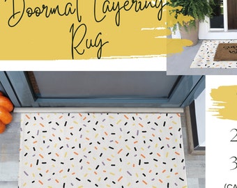 Halloween Doormat Layering Rug Sprinkles, Woven Accent Goth Rug, Entry Way Fall Front Door Porch Mat Small 2x3 Rug 3x5 White and Black Rug