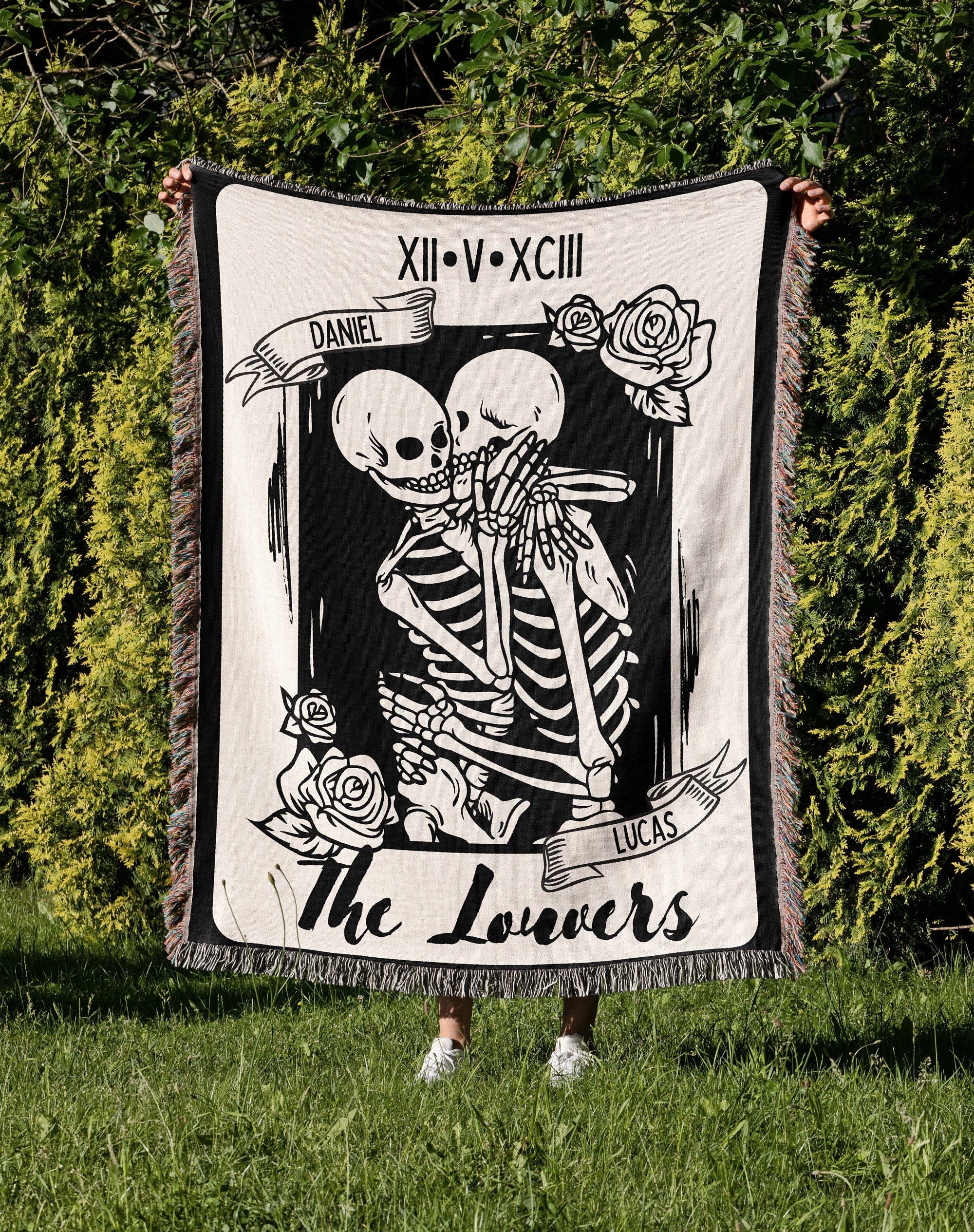 The Lovers Customized Woven Blanket Wedding Anniversary Gift Tarot Tapestry Tarot the Lovers Till Death Do Us Part Gothic Wedding Gift Etsy