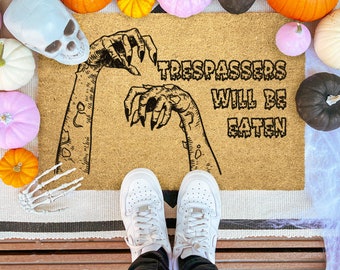 Halloween Doormat Zombie Funny Autumn Fall Coir Doormat Small to Extra Large Sizes Fall Porch Outdoor Decor Welcome Mat Entryway Decor