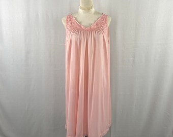 Luxurious Vintage Shadowline Nightgown Large, Pink Nylon Lace Detail, Classic Feminine Sleepwear, Collectible Boudoir Lingerie, American