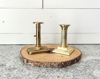 Vintage Brass Candlesticks Antique Candle Holder Pair, Antique Patina Decor, Classic Brass Taper Holders, Victorian Ornate Candlestick