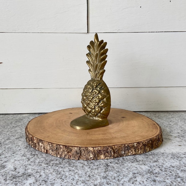 Vintage Solid Brass Single Pineapple Bookend, Mid-Century Retro Chic, Decorative Gold Metal Single Book Holder, Collectible Home Accessory