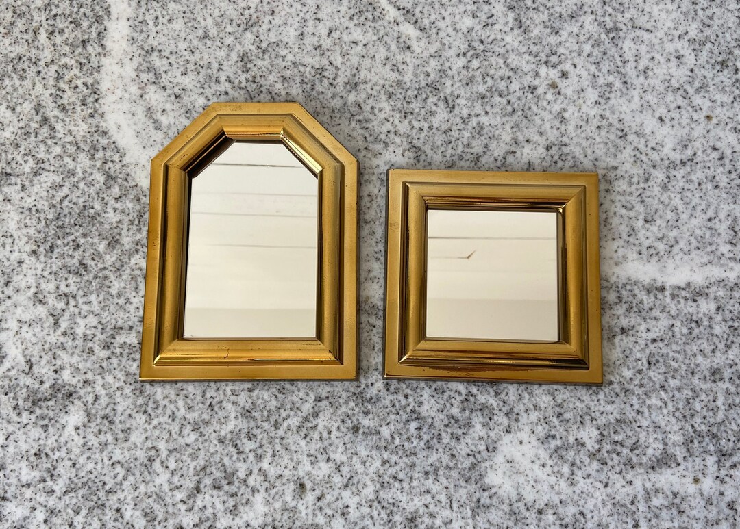 Pair of Burwood Vintage Small Gold Framed Wall Mirrors 1987