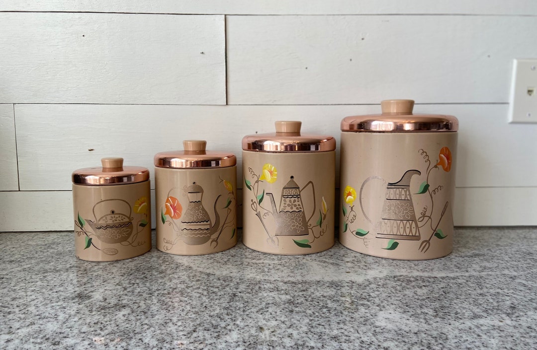 Vintage Ransburg Nesting Canister Set of 4 Rose Gold, Vintage Kitchen ...