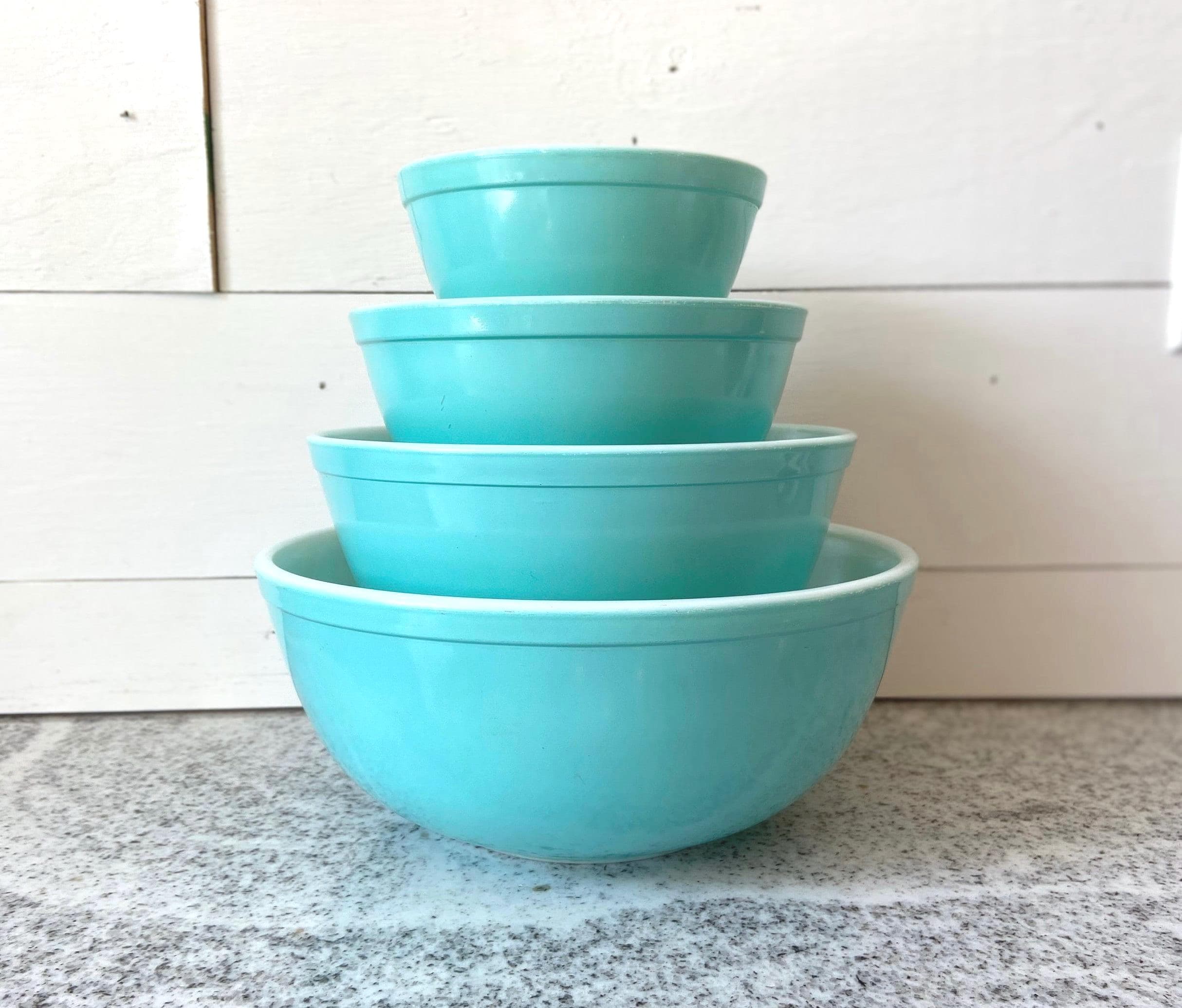 Vintage Pyrex Mixing Bowl Set, Robin's Egg Blue, MCM Turquoise
