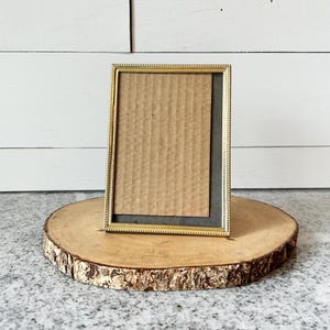 Vintage 5x7 Gold Metal Picture Frame with Ornate Floral and Beaded Detailing, Mid-Century Tabletop Display Frame, Antique Chic Style Frame