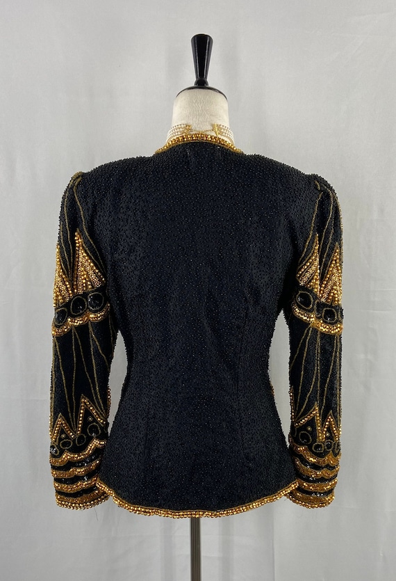 Vintage 1980s Sequined Blazer, Luxurious Black & … - image 7