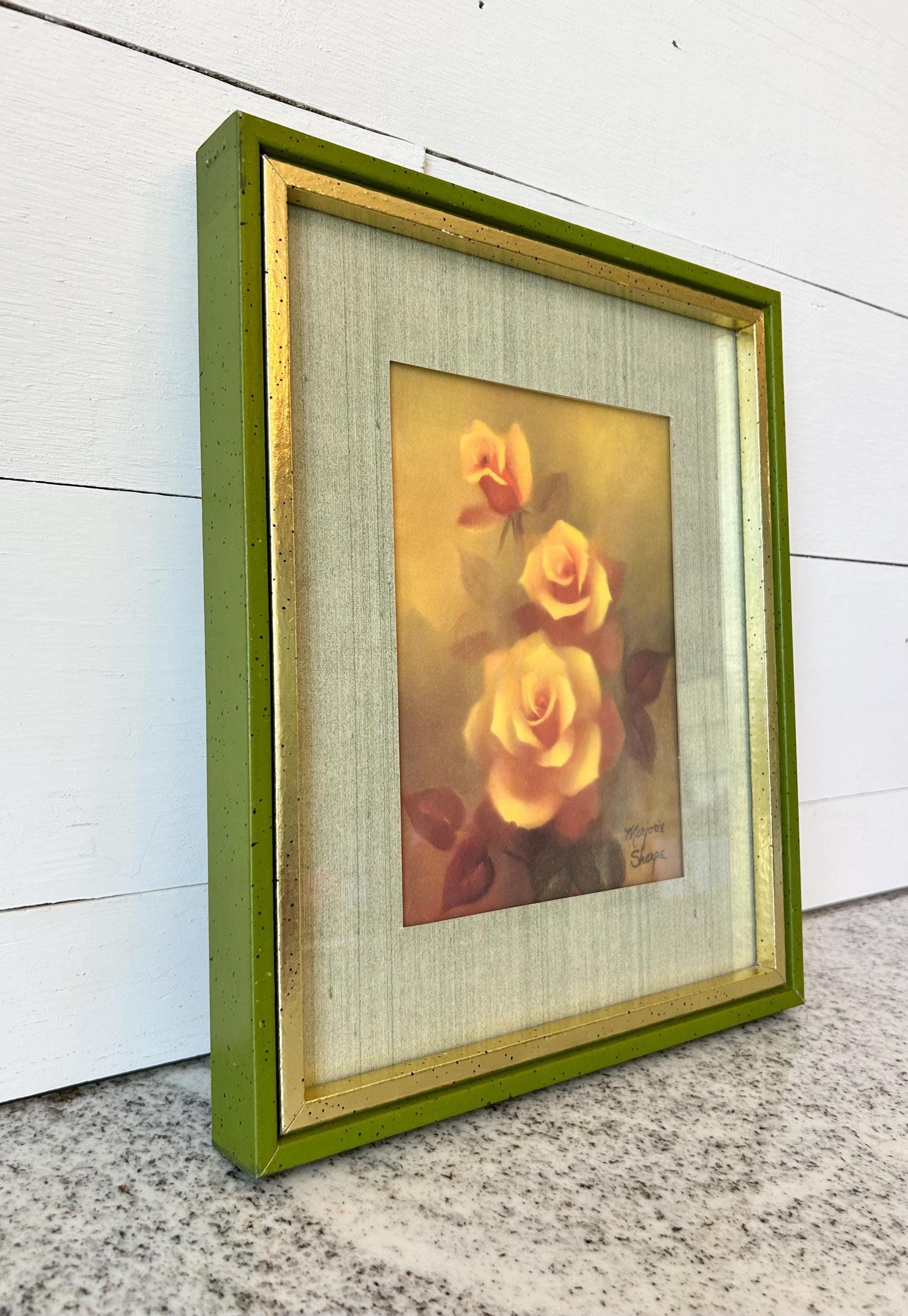 Vintage Framed Rose Print by Marjorie Sharpe, Romantic Blush
