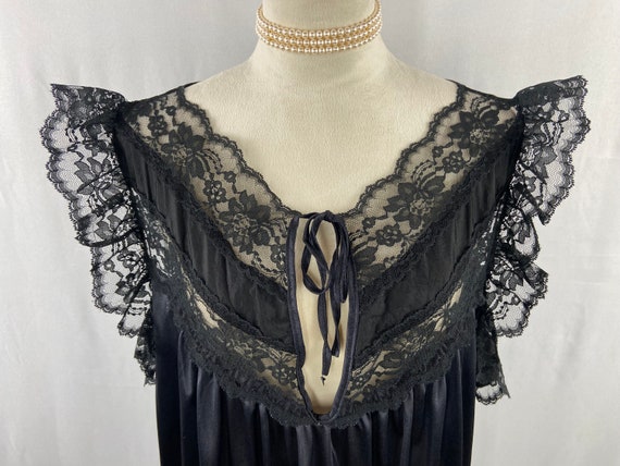 Vintage Starburst Black Lace Nightgown Size 22W, … - image 2