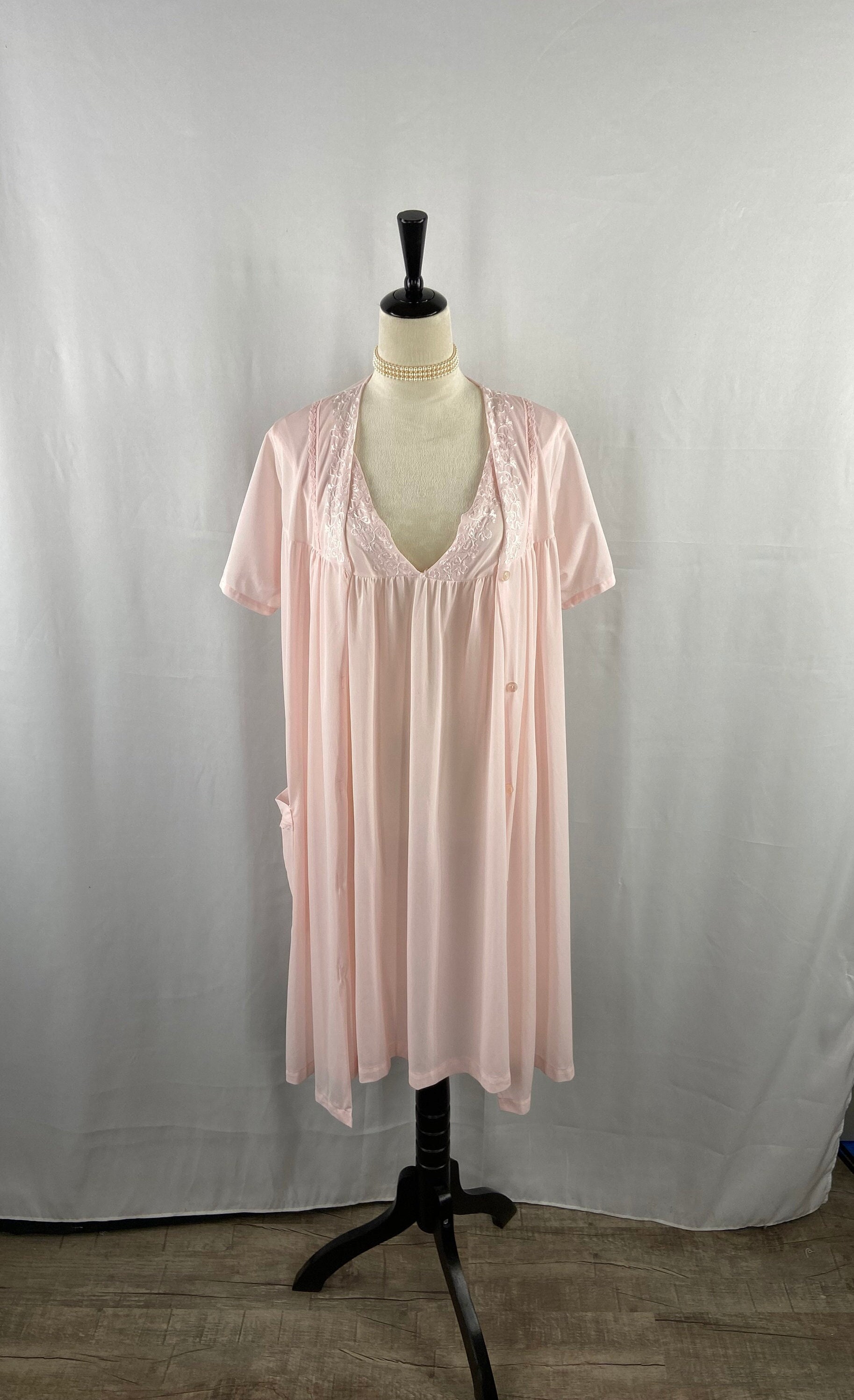 pink laced up see through floral nightgown