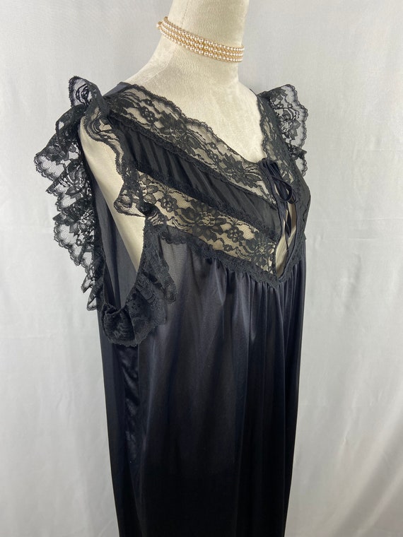 Vintage Starburst Black Lace Nightgown Size 22W, … - image 5
