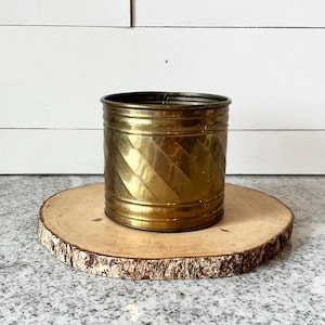 Vintage Brass Planter Pot, Small Brass Plant Holder, Rustic Gold Decorative Container, Boho Succulent Planter, Mid-Century Modern Accent