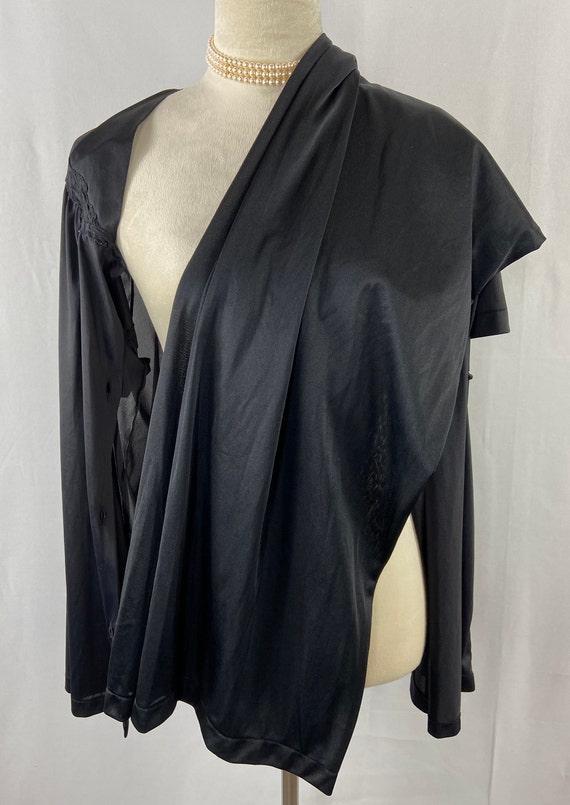 Vintage Vanity Fair Black Satin Pajama Set Button… - image 3