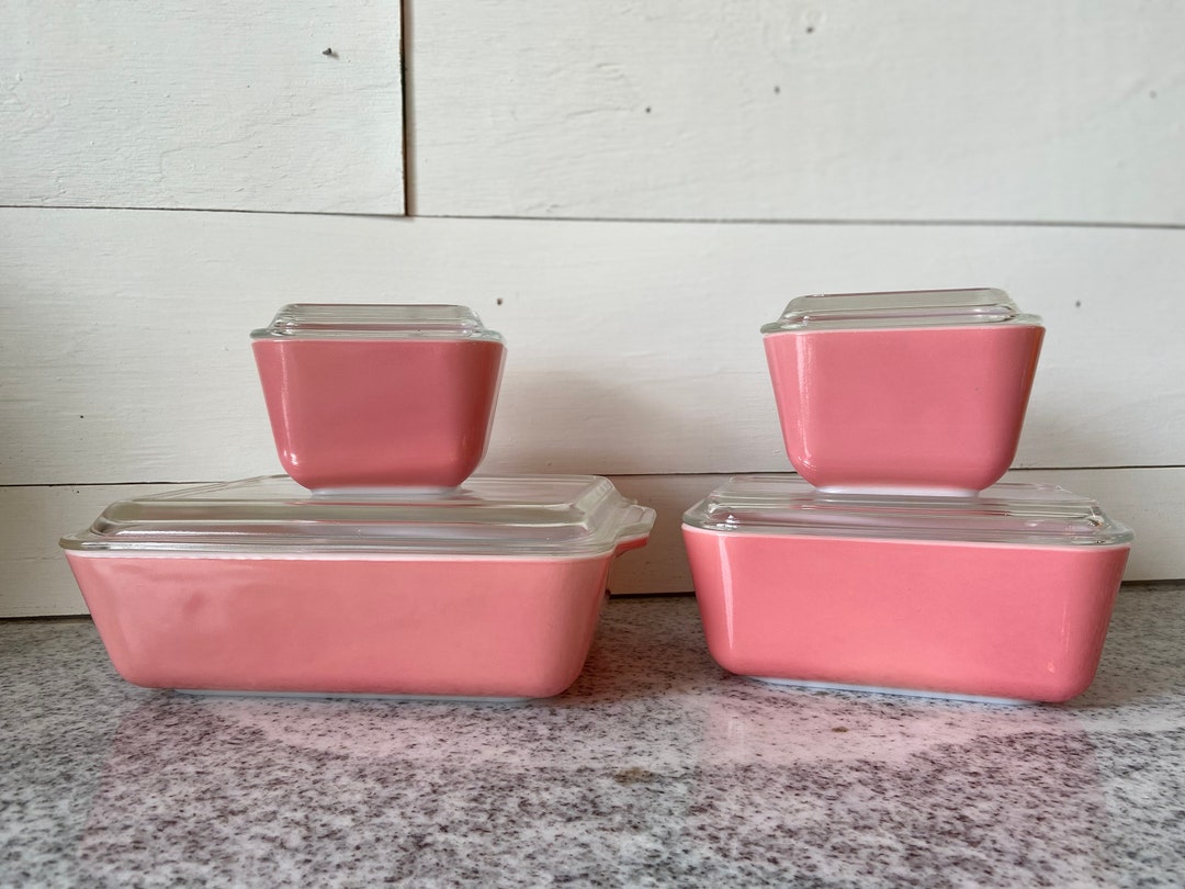 Pink Vintage Pyrex Rare Refrigerator Complete Set of 8 Pieces | 1950s ...