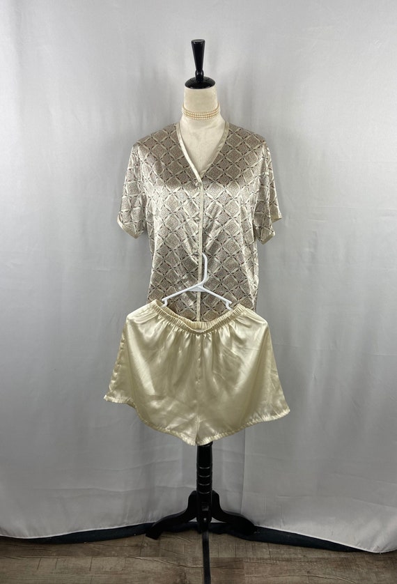 Chic Kim Rogers Vintage Satin Pajama Set, Cream an