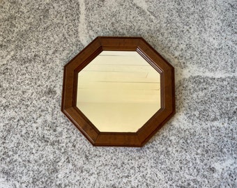 Vintage Octagonal Wood Frame Wall Mirror, Vintage Decorative Wood Mirror, Vintage Gallery Wall, Vintage Mirror Home Decor, Rustic Primitive