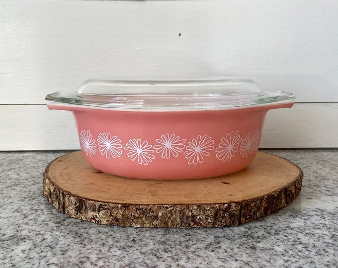 Pink Daisy Vintage Pyrex Oval Covered Casserole Dish With Lid 043 ...