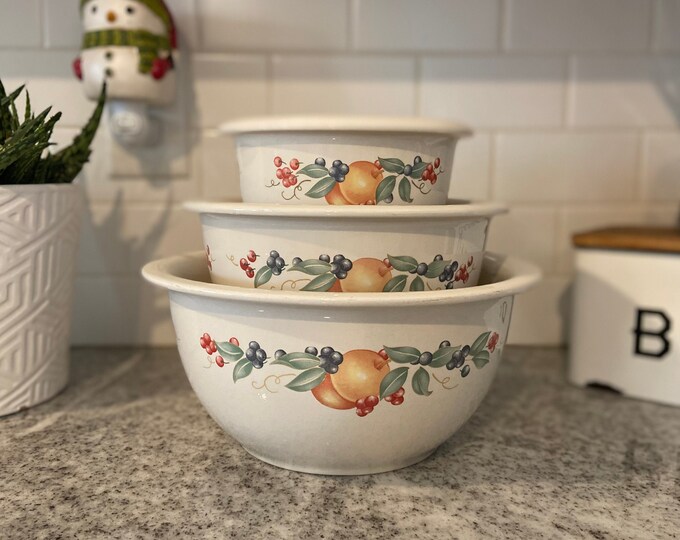 Vintage Corelle Coordinates abundance Stoneware Mixing Bowl Set of 3