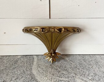 Vintage Burwood Gold Ornate Wall Shelf 1991, Burwood Large Shelf, Hollywood Regency Homco Syroco, Baroque, French Decor, Guilded