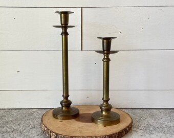 Vintage Brass Candlestick Holders, Brass Taper Candle Stands, Elegant Tabletop Decor, Classic Mantel Accent Pieces, Collectible Home Decor